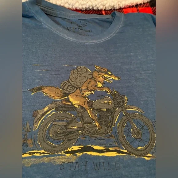 Lucky Brand Blue Motorcycle Graphic Tee - Picture 2 of 6